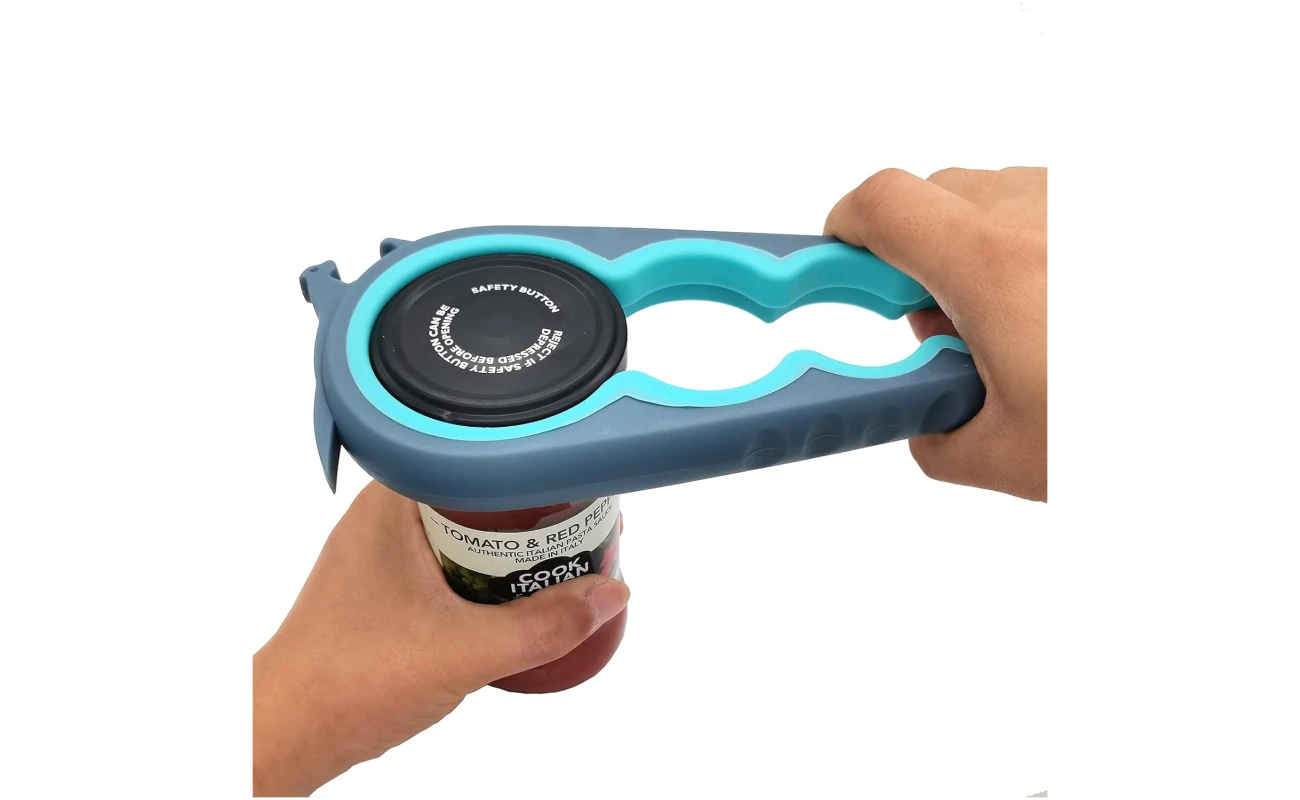 Otstar Jar Opener Bottle Opener and Can Opener for Weak hands, Seniors with Arthritis and Anyone with Low Strength, Mutil Jar Opener Get Lids Off Easily (Blue and Grey)
