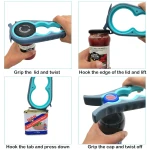 Otstar Jar Opener Bottle Opener and Can Opener for Weak hands, Seniors with Arthritis and Anyone with Low Strength, Mutil Jar Opener Get Lids Off Easily (Blue and Grey)