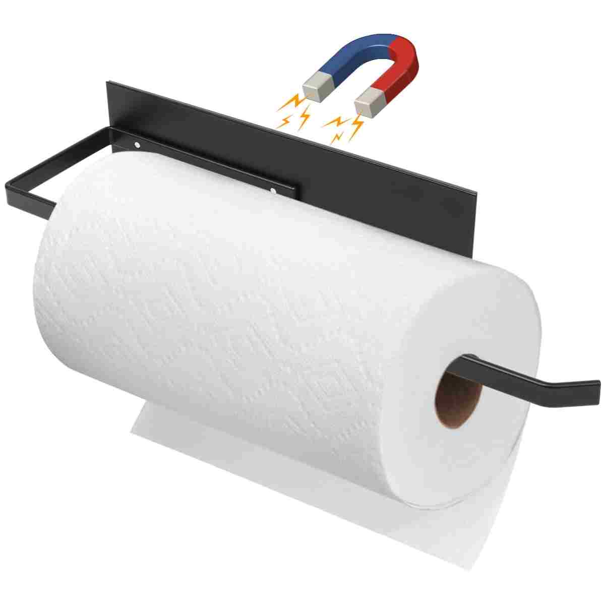 Paper Towel Holder, Magnetic Paper Towel Holder for Fridge, Toilet Paper Roll Holder Magnet Towel Rack Wall Mount Fridge Organizer for Paper Towels Rolls Bathroom Pantry RV...