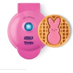 PEEPS x Dash Bunny Mini Waffle Maker for Individual Waffles, Hash Browns, Keto Chaffles with Easy to Clean, Non-Stick Surfaces, 4 Inch - Pink