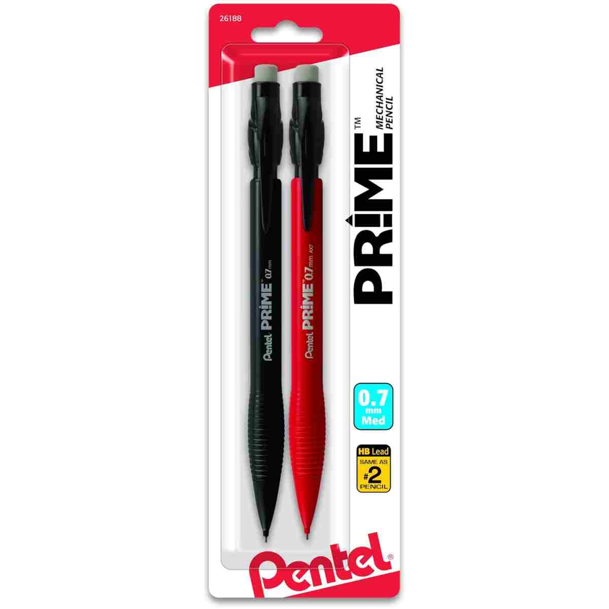 Pentel Prime Mechanical Pencil 0.7Mm Assorted Barrel Colors, Pack of 2 (AX7BP2)