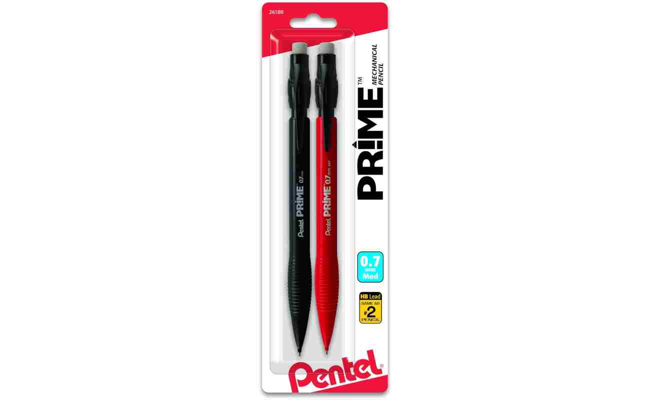 Pentel Prime Mechanical Pencil 0.7Mm Assorted Barrel Colors, Pack of 2 (AX7BP2)