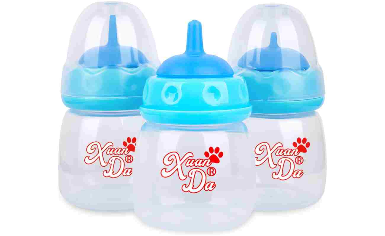 Pet Feeding Bottle,3 Pack 60ml Nursing Bottle, 3 Sizes Nipples with Ventilation Valve Resistant Tearing Perfect for Puppies, Kittens, Small Wildlife（Blue）
