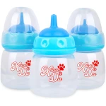 Pet Feeding Bottle,3 Pack 60ml Nursing Bottle, 3 Sizes Nipples with Ventilation Valve Resistant Tearing Perfect for Puppies, Kittens, Small Wildlife（Blue）