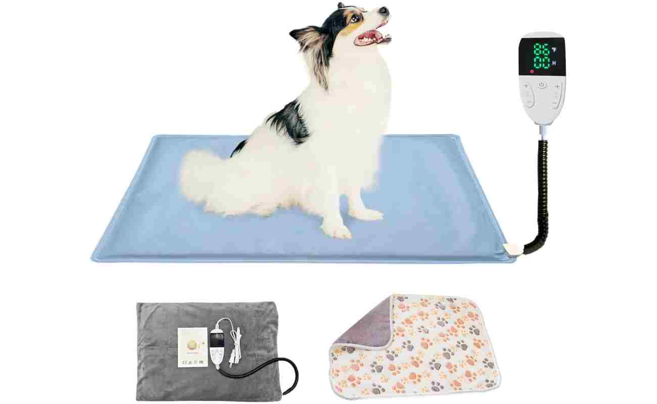 Pet Heating Pad,Waterproof Heated Cat Bed with Washable Covers and Soft Blanket,13.8 x 19.7 Inches,Self Heating Pet Pad with Intelligent Thermostat