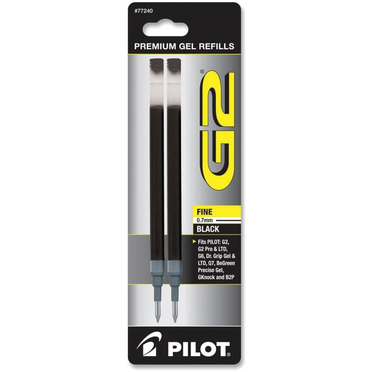 Pilot, G2 Gel Ink Refills, Fine Point 0.7 mm, Black, Pack of 2