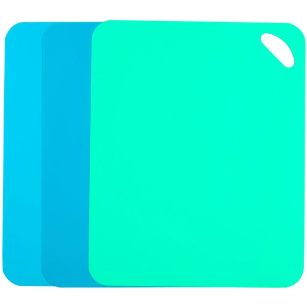 Plastic Flexible Cutting Mats for Kitchen, 3pcs Color Coded Chopping Board Set, Cutting Board Sheet for Kitchen Cooking, Dishwasher Safe （11.5x9"）