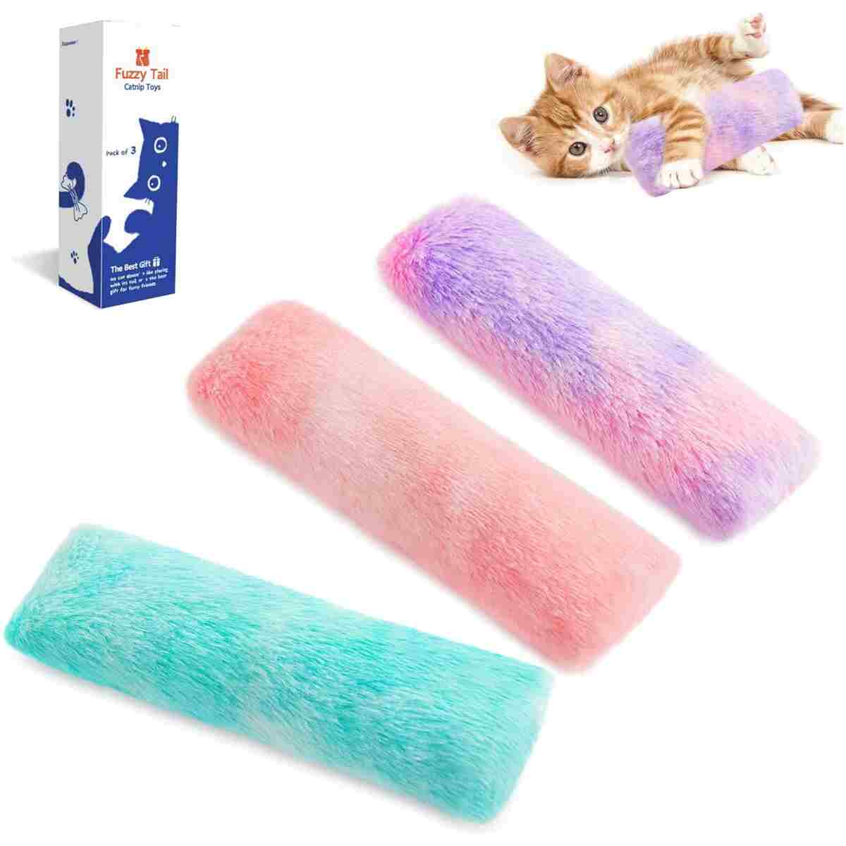 Potaroma Cat Toys Pillows, 3 Pcs, Soft and Durable Cat Crinkle Sound with Catnip Inside, Interactive Indoor Kitten Kicker, Promotes Kitty Exercise