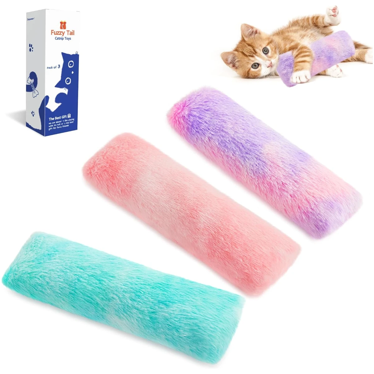 Potaroma Cat Toys Pillows, 3 Pcs, Soft and Durable Cat Crinkle Sound with Catnip Inside, Interactive Indoor Kitten Kicker, Promotes Kitty Exercise