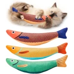 Potaroma Cat Toys Saury Fish, 3 Pack, Catnip Crinkle Sound, Soft and Durable, Interactive Kitten Kicker for Indoor Kitty Exercise 9.4 Inches for All Breeds