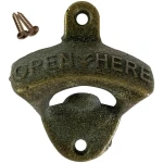 Premium Vintage Wall Mounted Wine Beer Bottle Opener Tool Keyring Bar Drinking Kitchen Ideal Gift for Beverage Lovers, Includes Installation Screws