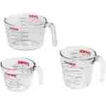 Pyrex Essentials (3-Pack) Glass Measuring Cups Set, (1, 2 & 4 Cup) Measuring Cups For Prepping, Baking and Cooking, Preheated Oven, Dishwasher, Freezer, and Microwave Safe