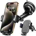 Qifutan Car Phone Holder Mount Phone Mount for Car Windshield Dashboard Air Vent Universal Hands Free Automobile Cell Phone Holder Fit for iPhone Smartphone Carbon Fiber