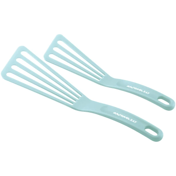 Rachael Ray KitchenTools and Gadgets Nylon Cooking Utensils / Spatula / Fish Turners - 2 Piece, Light Blue