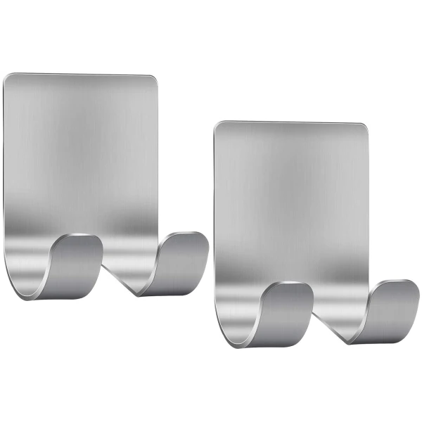 Razor Holder Shaver Hook Hanger Stand(2 Pack)Self Adhesive Stainless Steel Heavy Duty Utility Storage Hook,Shower Hook for Razor,Bathroom Kitchen Organizer for Plug Robe Towel...