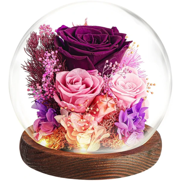Real Roses Forever Flowers Mothers Day Gifts For Mom - Preserved Flowers For Delivery Prime - Birthday Gifts For Women Girlfriend Wife Mother Gifts for Home Decor, Office Desk...
