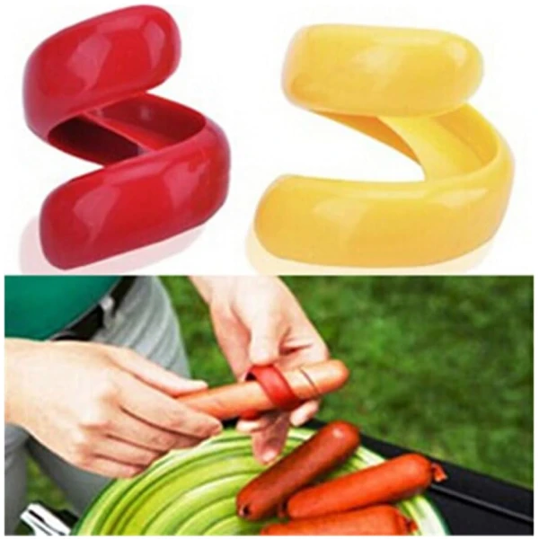 Red and Yellow Manual Fancy Sausage Cutter Barbecue Hot Dogs Gadget Cutting Kitchen Vegetable Cutter Tools Auxiliary Slicer Fruit Practical and Deft Kitchen Utensils and Gadgets...