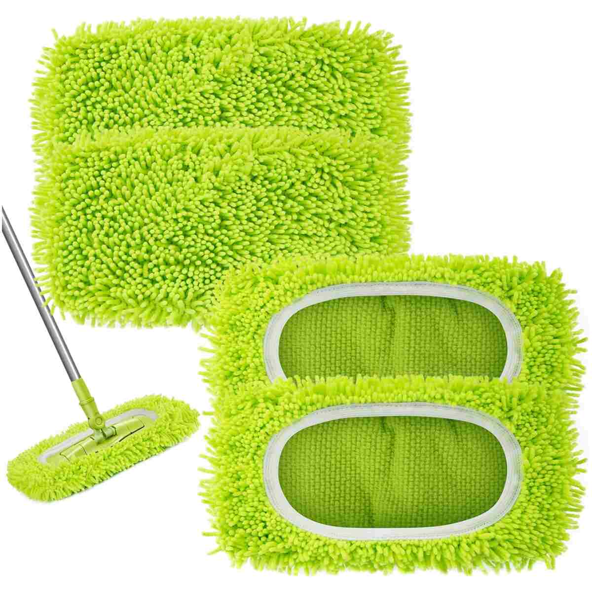 Reusable Dry Sweeping Cloths Microfiber Wet Mop Pads Compatible with Swiffer Sweeper Mop Replacement Sweeping Mopping pad Refills for Hardwood Surface Floor Cleaning (4PCS)