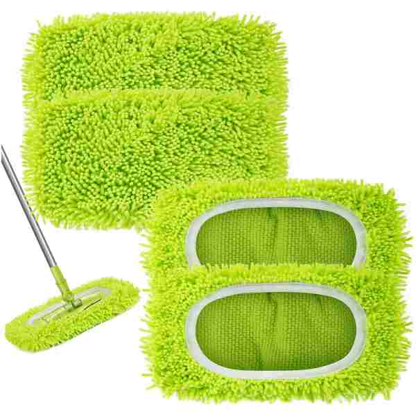 Reusable Dry Sweeping Cloths Microfiber Wet Mop Pads Compatible with Swiffer Sweeper Mop Replacement Sweeping Mopping pad Refills for Hardwood Surface Floor Cleaning (4PCS)