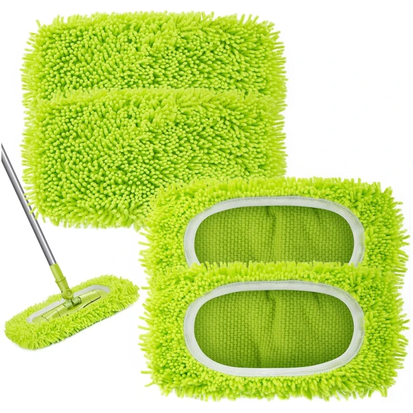 Reusable Dry Sweeping Cloths Microfiber Wet Mop Pads Compatible with Swiffer Sweeper Mop Replacement Sweeping Mopping pad Refills for Hardwood Surface Floor Cleaning (4PCS)