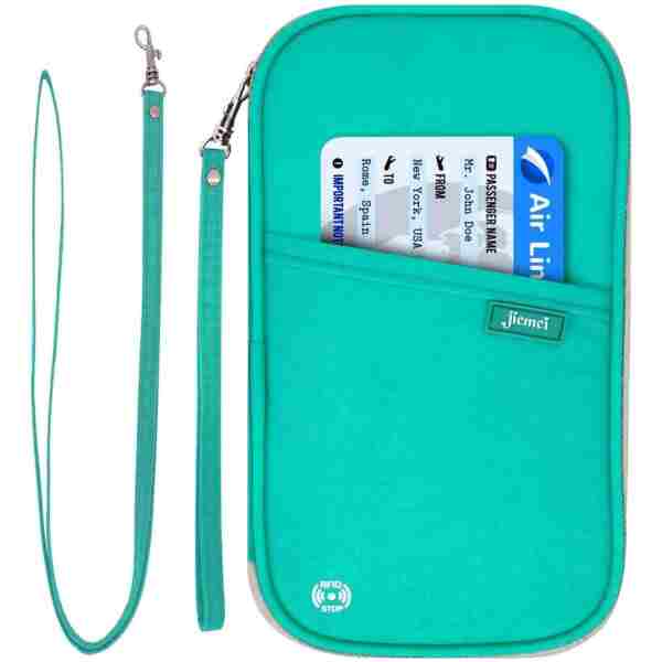 RFID Family Passport Wallet Holder Waterproof, Travel Document Organizer Credit Card Clutch Bag for Men Women