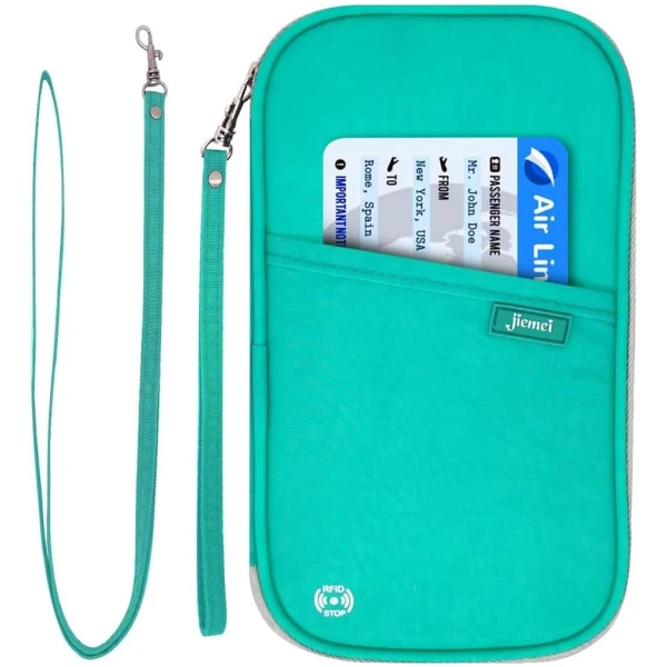 RFID Family Passport Wallet Holder Waterproof, Travel Document Organizer Credit Card Clutch Bag for Men Women