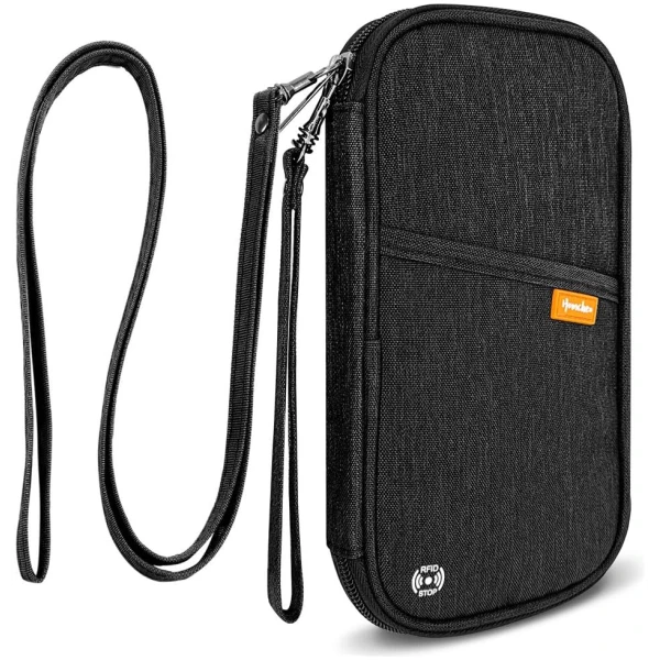 RFID Family Passport Wallet Holder Waterproof, Travel Document Organizer Credit Card Clutch Bag for Men Women