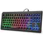 Rii Computer Keyboard, Wired USB Compact Keyboard with RGB Backlit,Silent Keystroke for Home Office,Working or Primer Gaming, Compatible with Laptop,PC,Windows,Mac