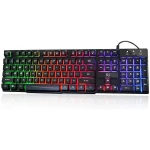 Rii RK100+ Multiple Color Rainbow LED Backlit Large Size USB Wired Mechanical Feeling Multimedia PC Gaming Keyboard,Office Keyboard for Working or Primer Gaming,Office Device