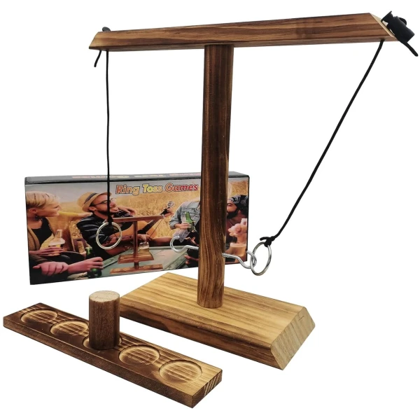 Ring toss Game for Kids and Adults, Large Base Hook and Ring Game, Family-Friendly Indoor Holiday Fun or Outdoor Patio Games, Christmas Games