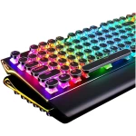 RK ROYAL KLUDGE S108 Typewriter Keyboard, Retro Mechanical Gaming Keyboard Wired 108 Keys with RGB Backlit Sidelight, Detachable Wrist Rest, Round Keycaps Blue Switches - Black