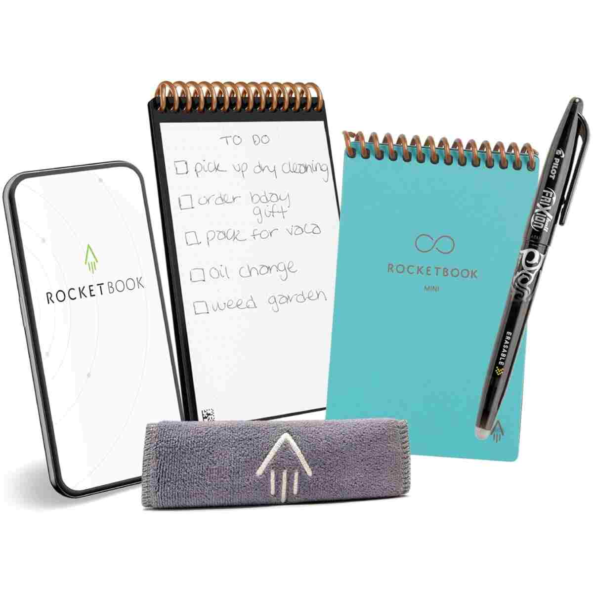 Rocketbook New Mini Reusable Smart Notepad, Pocket Size Notebook 3.5x5.5, Teal - Dotted Pages, App-Connected, Erasable, Ideal for On-The-Go List Taking & Quick Notes Anywhere