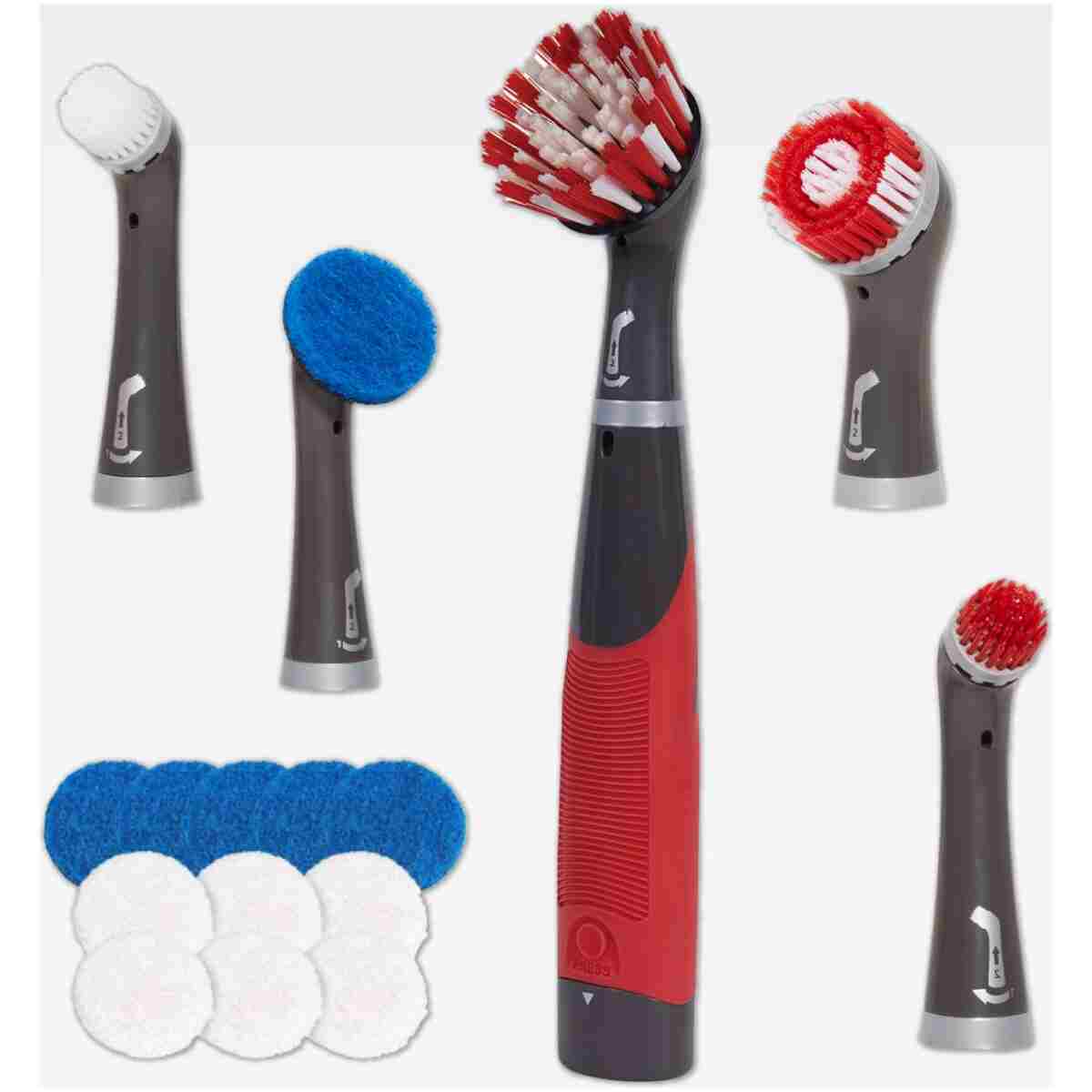 Rubbermaid Reveal Power Scrubber 18-Piece Kit, Cordless Electric Battery Powered Scrub Brush, Water Resistant, for Home/Kitchen/Bathroom/Grout/Tile/Shower/Tub