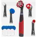 Rubbermaid Reveal Power Scrubber 18-Piece Kit, Cordless Electric Battery Powered Scrub Brush, Water Resistant, for Home/Kitchen/Bathroom/Grout/Tile/Shower/Tub