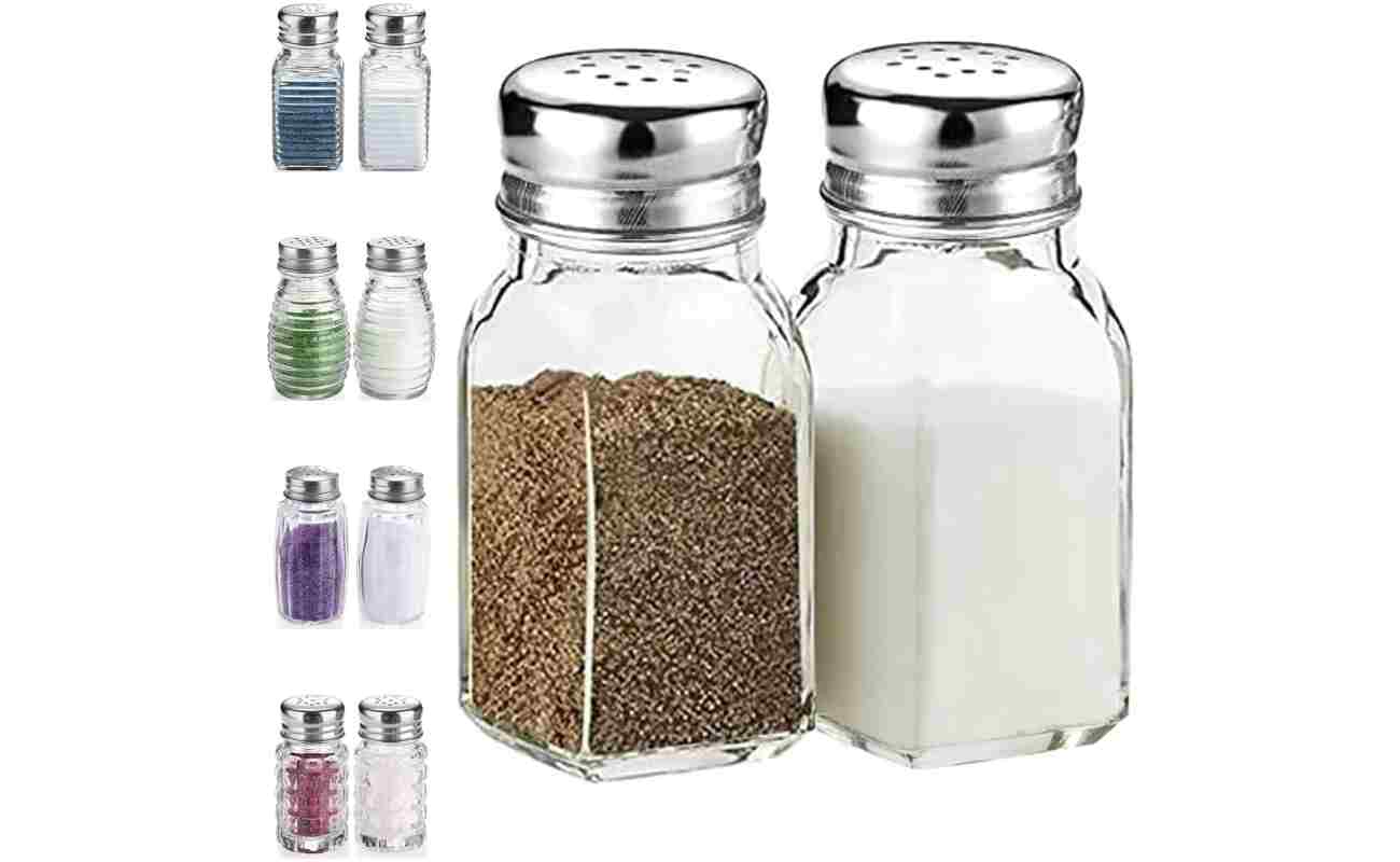 Salt and Pepper Shakers Set,DWTS DANWEITESI Salt Shaker with Stainless Lid-Glass Spice Jars Kitchen Gadgets,Clear to Know When to Fill,Farmhouse Salt Pepper Shakers Cute Kitchen...