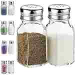 Salt and Pepper Shakers Set,DWTS DANWEITESI Salt Shaker with Stainless Lid-Glass Spice Jars Kitchen Gadgets,Clear to Know When to Fill,Farmhouse Salt Pepper Shakers Cute Kitchen...