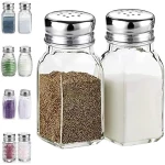 Salt and Pepper Shakers Set,DWTS DANWEITESI Salt Shaker with Stainless Lid-Glass Spice Jars Kitchen Gadgets,Clear to Know When to Fill,Farmhouse Salt Pepper Shakers Cute Kitchen...