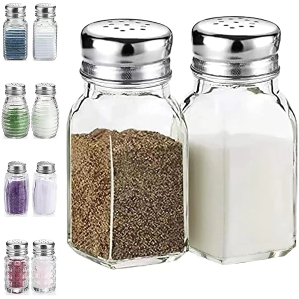 Salt and Pepper Shakers Set,DWTS DANWEITESI Salt Shaker with Stainless Lid-Glass Spice Jars Kitchen Gadgets,Clear to Know When to Fill,Farmhouse Salt Pepper Shakers Cute Kitchen...