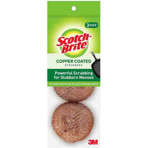 Scotch-Brite Copper Coated Scrubbing Scour Pads, 3 Scouring Scrubber Pads