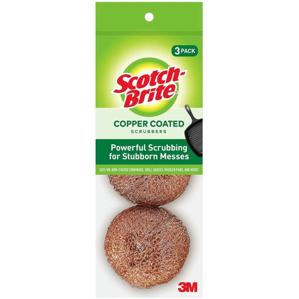 Scotch-Brite Copper Coated Scrubbing Scour Pads, 3 Scouring Scrubber Pads
