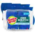 Scotch-Brite Zero Scratch Scrub Sponge, 6 Kitchen Sponges for Cleaning Around the Home, Bathroom & More, Scratch-free Dish Scrubber, Multi-surface Safe, Best for Nonstick Pots...