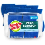 Scotch-Brite Zero Scratch Scrub Sponge, 6 Kitchen Sponges for Cleaning Around the Home, Bathroom & More, Scratch-free Dish Scrubber, Multi-surface Safe, Best for Nonstick Pots...