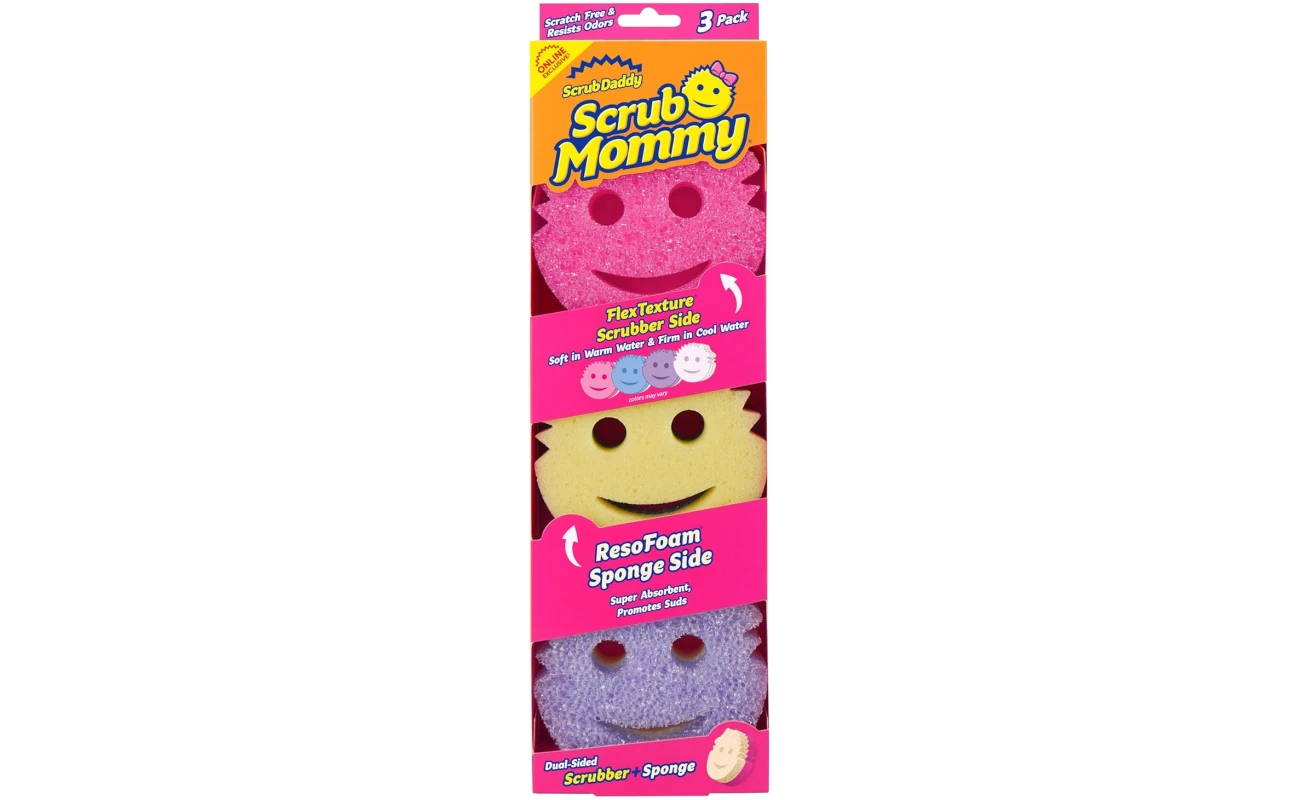 Scrub Daddy Scrub Mommy Sponges - Dish Scrubber + Non-Scratch Cleaning Sponges Kitchen, Bathroom + Multi-Surface Safe - Dual-Sided Dish Sponges for Scrubbing - Online Exclusive...