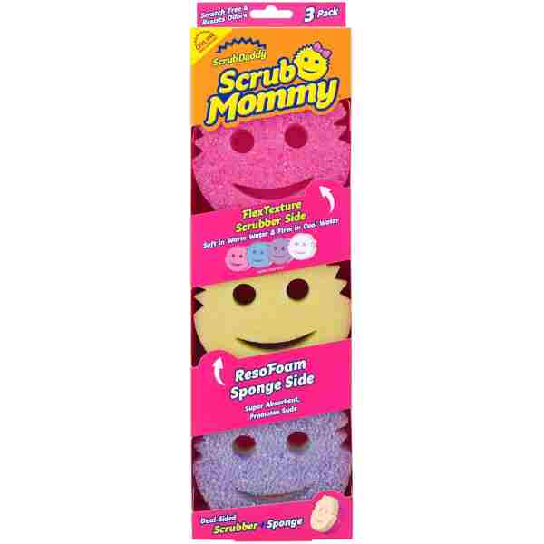 Scrub Daddy Scrub Mommy Sponges - Dish Scrubber + Non-Scratch Cleaning Sponges Kitchen, Bathroom + Multi-Surface Safe - Dual-Sided Dish Sponges for Scrubbing - Online Exclusive...