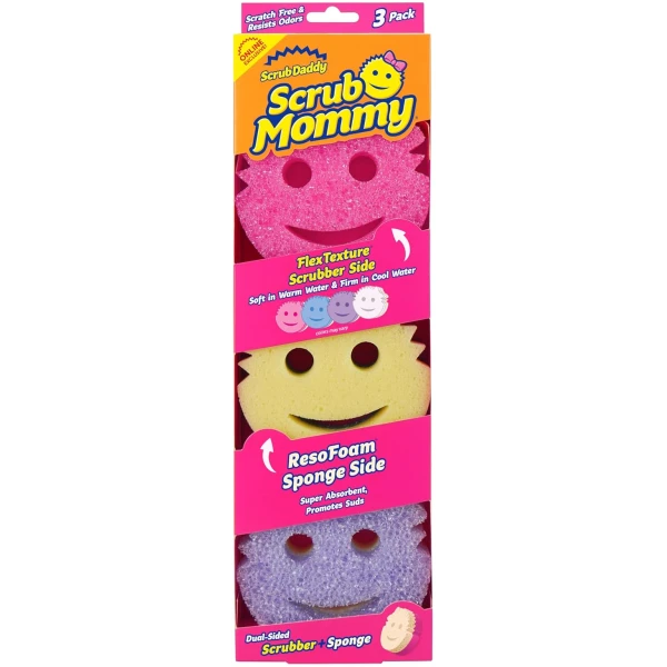 Scrub Daddy Scrub Mommy Sponges - Dish Scrubber + Non-Scratch Cleaning Sponges Kitchen, Bathroom + Multi-Surface Safe - Dual-Sided Dish Sponges for Scrubbing - Online Exclusive...