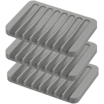 Self Draining Soap Dishes, 3 Pcs Silicone Soap Saver, Waterfall Drainer Soap Holder for Bathroom, Extend Soap Life, Keep Soap Bars Dry Clean & Easy Cleaning (Gray)