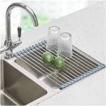Seropy Roll Up Dish Drying Rack, Over The Sink Dish Drying Rack Kitchen Rolling Dish Drainer, Foldable Sink Rack Mat Stainless Steel Wire Dish Drying Rack for Kitchen Sink...