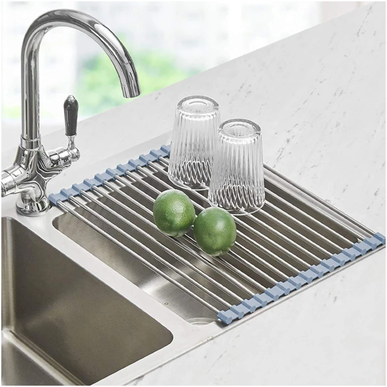 Seropy Roll Up Dish Drying Rack, Over The Sink Dish Drying Rack Kitchen Rolling Dish Drainer, Foldable Sink Rack Mat Stainless Steel Wire Dish Drying Rack for Kitchen Sink...