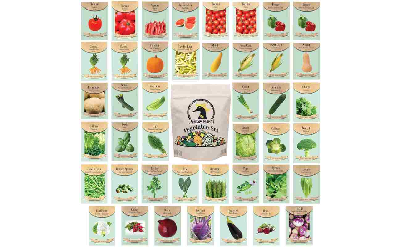 Set of 43 Assorted Vegetable & Herb Seed Packets - Over 10,000 Seeds! - Includes Mylar Storage Bag - Deluxe Garden Heirloom Seeds - 100% Non-GMO