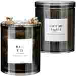 SheeChung Qtip Holder Dispenser Stackable Apothecary Jars with Storage Lids for Cotton Swabs, Balls, Pads, Floss Picks-2 Pack Acrylic Canister Black Bathroom Accessories Decor,...